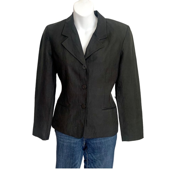 Linen & Silk Blazer Jacket by Smooth Studio. Black Size 6p - Picture 10 of 10